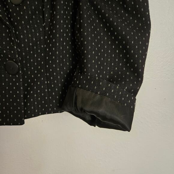 Vintage Christian Dior 80s Wool Blazer 6 Black White Dot Cropped Double Breasted - Picture 8 of 14